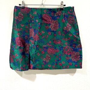 Lulu's Green and Pink Floral Skirt